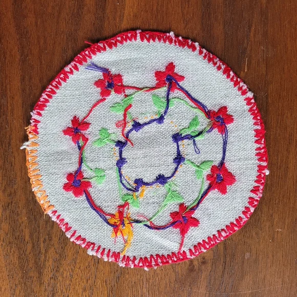 Colourful Embroidered Trivet/Coasters Set - Picture 10 of 15